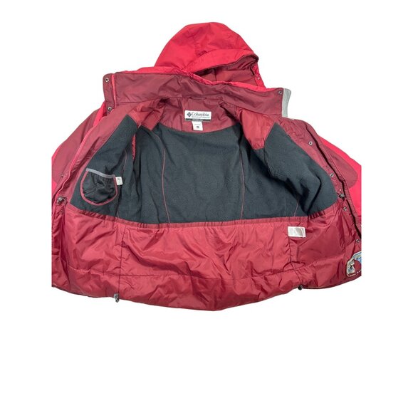 Columbia Coat Mens Large Red Waterproof Detachable Hood Zip Snap Pockets - Picture 4 of 16